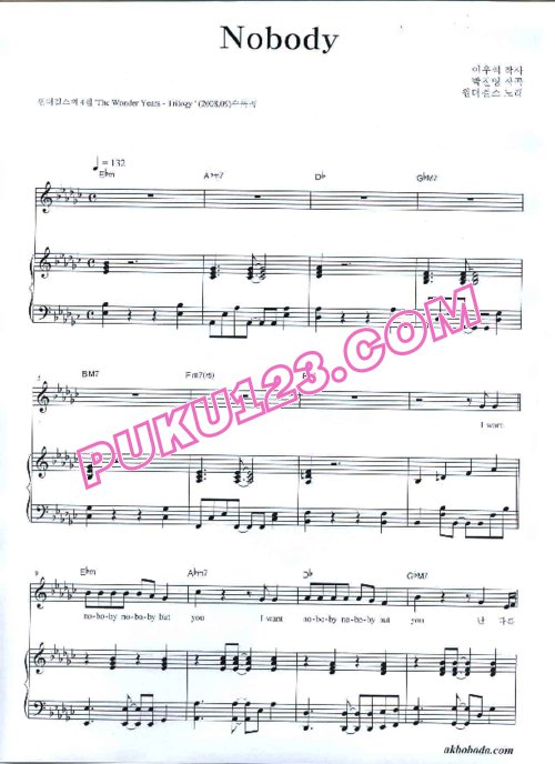 Wonder Girls - Nobody2钢琴谱第1页