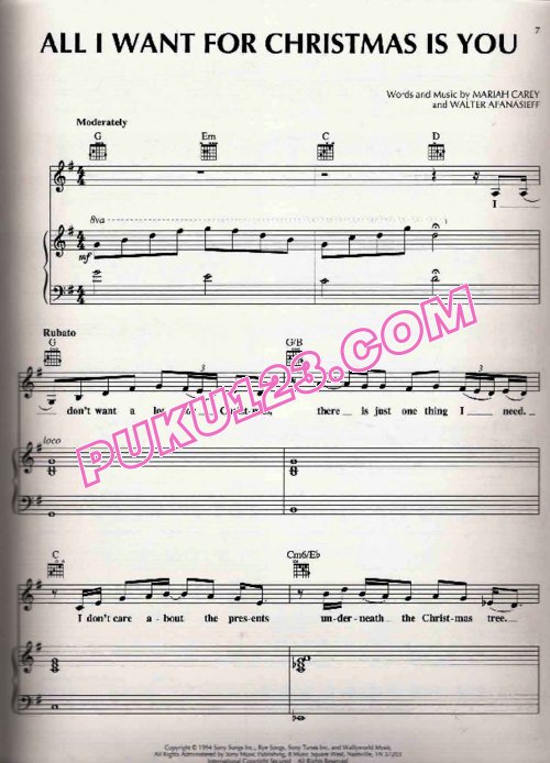 玛莉雅.凯莉Mariah Carey《Christmas》专辑弹唱版钢琴谱合集钢琴谱第1页