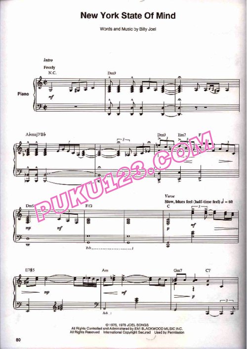 天天钢琴网-免费下载Billy Joel - New York State of Mind