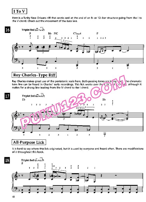 天天钢琴网-免费下载布鲁斯蓝调钢琴即兴演奏教材Blues Riffs For Piano [Book]