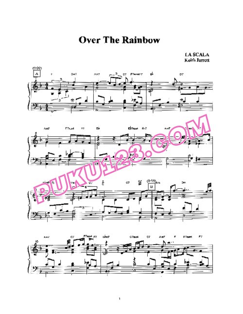 天天钢琴网-免费下载凯斯·杰瑞改编《彩虹之后Over the Rainbow》爵士钢琴谱 附音频