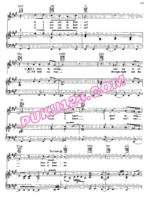 天天钢琴网-免费下载Eric Clapton《泪洒天堂 Tears in Heaven》原版弹唱钢琴谱