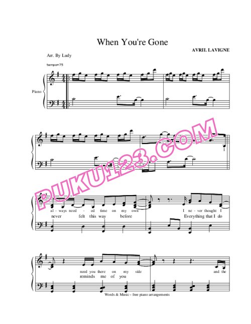 天天钢琴网-免费下载When_you're_gone-1