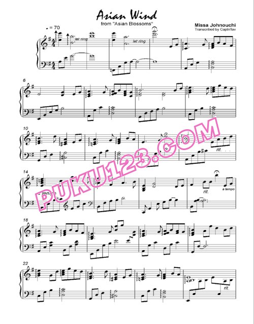 天天钢琴网-免费下载城之内·美莎-和平之月Pacific Moon《语》原版钢琴谱全集14首