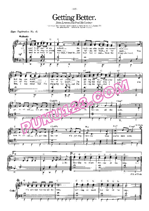 天天钢琴网-免费下载楚越文化传媒《披头士曲谱》1962-1974 共201首298页- 原版钢琴谱