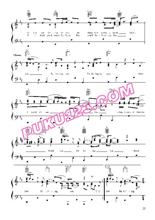 天天钢琴网-免费下载流行金属乐队 BON JOVI《Tank You for Loving Me》钢琴谱