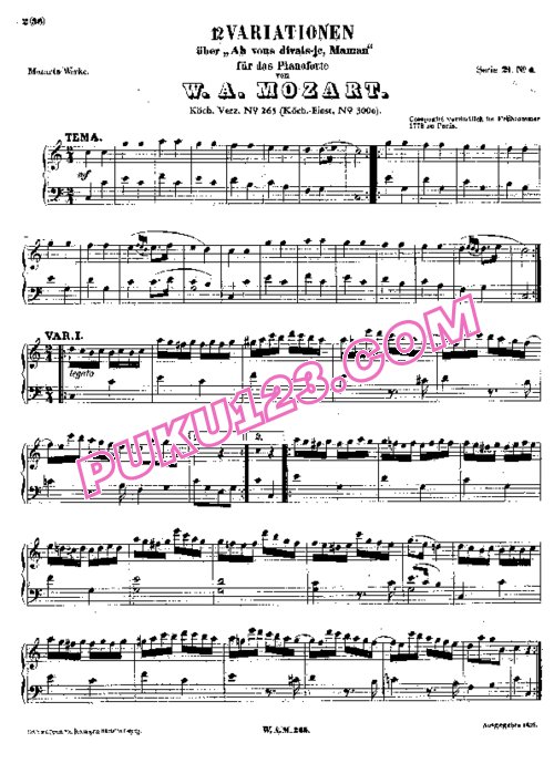 天天钢琴网-免费下载11、莫扎特小星星变奏曲K. 265300e Mozart Variations on Ah vous dirais-je, Maman, K. 265300e