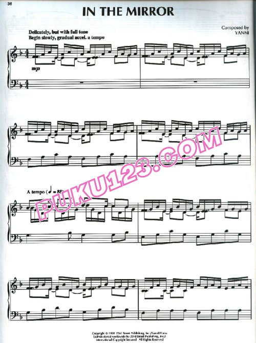 天天钢琴网-免费下载雅尼 Yanni《我的时光 In my time》原版流行钢琴谱