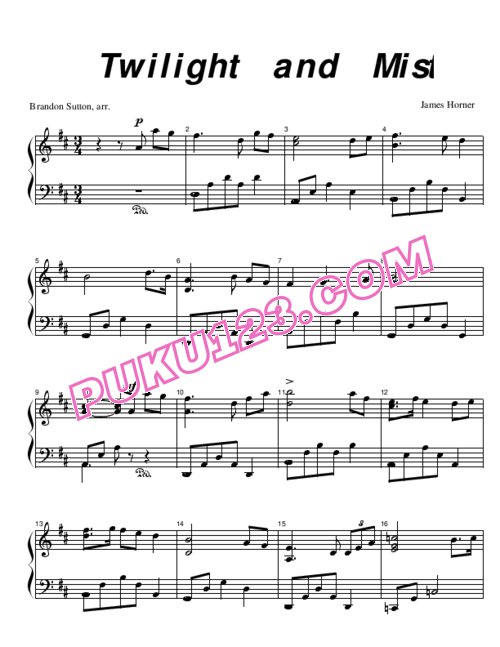 天天钢琴网-免费下载09.Twilight and Mist (Legends of the Fall)