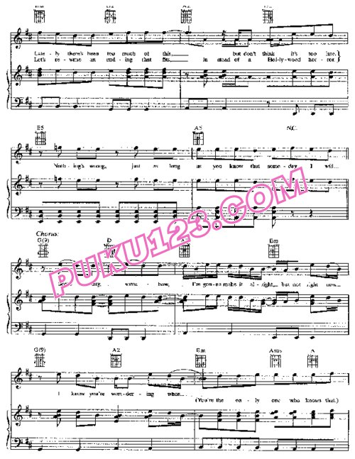 天天钢琴网-免费下载影视《婚礼歌手The Wedding Singer 》(1998)-Someday 原声钢琴谱