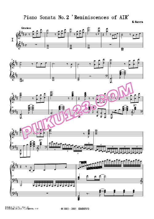 天天钢琴网-免费下载Piano Sonata No.2 'Reminiscences of AIR' No.1