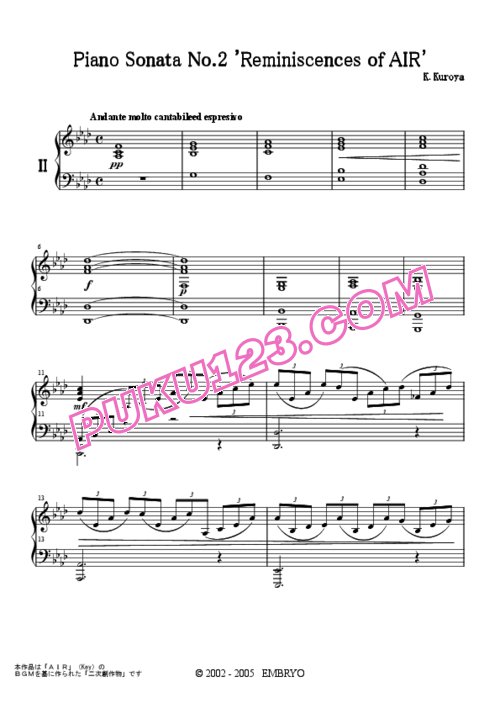 天天钢琴网-免费下载Piano Sonata No.2 'Reminiscences of AIR' No.2