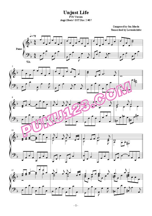 天天钢琴网-免费下载Angel Beats! - Unjust Life (C)