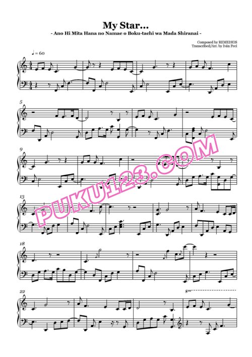 Ano hi Mita Hana no Namae o Bokutachi wa Mada Shiranai - My Star...钢琴谱第1页