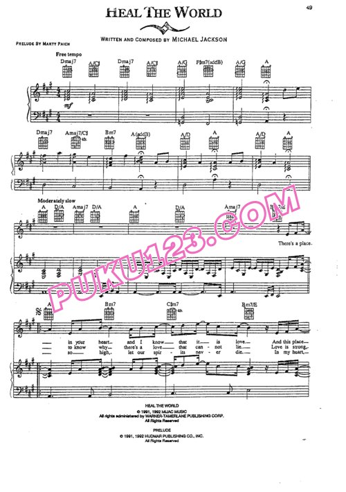 Michael Jackson - Heal The World钢琴谱第1页