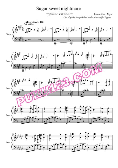 天天钢琴网-免费下载Bakemonogatari - Sugar sweet nightmare~piano version~