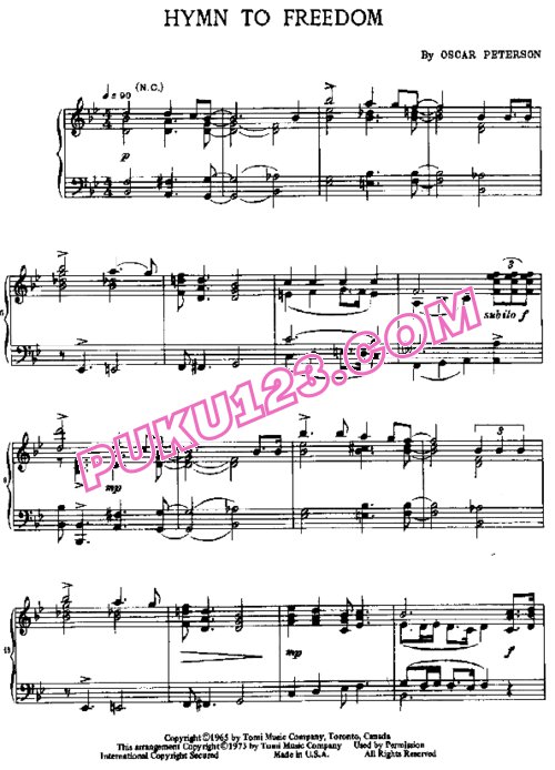 [爵士情调] 拿大籍爵士钢琴Oscar Peterson - Hymn to Freedom钢琴谱第1页