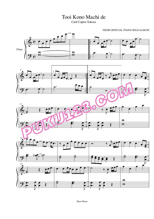 天天钢琴网-免费下载Card Captor Sakura - Tooi Kono Machi De - from the Official Piano Solo Album