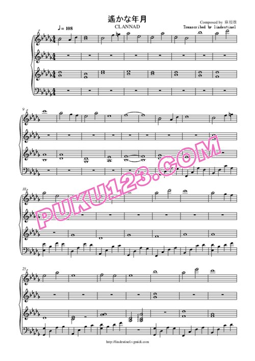 天天钢琴网-免费下载Clannad - Harukana Nengetsu
