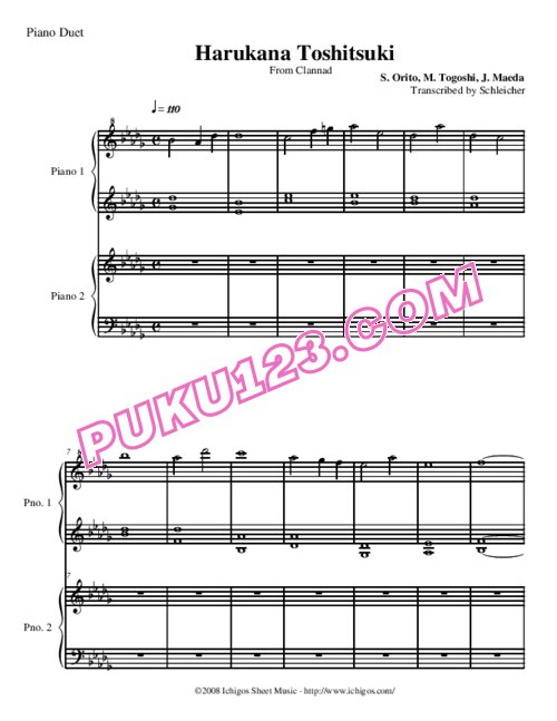 天天钢琴网-免费下载Clannad - Harukana Toshitsuki -Piano-
