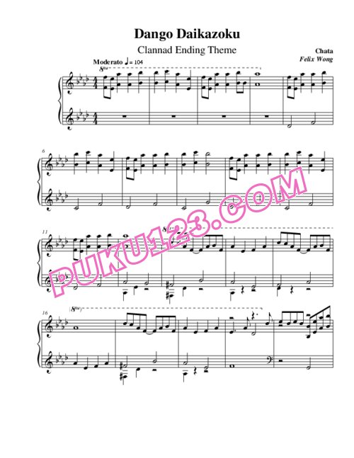 天天钢琴网-免费下载Clannad - Dango Daikazoku
