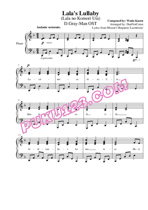 天天钢琴网-免费下载12.d-gray-man-lalas-lullaby-2