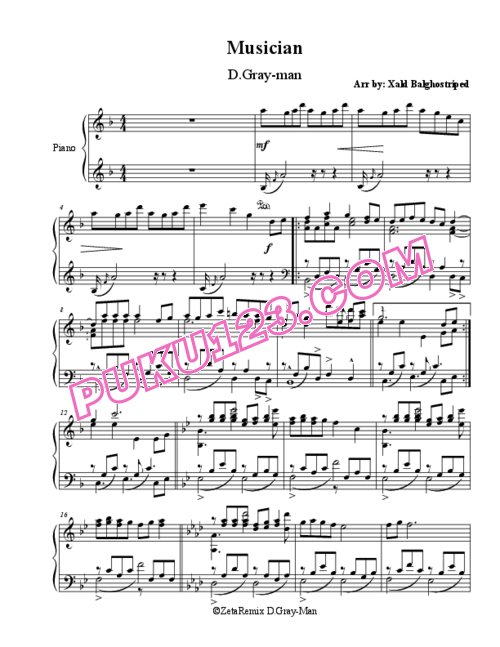 天天钢琴网-免费下载13.d-gray-man-musician