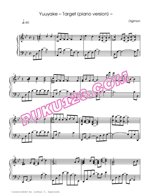 天天钢琴网-免费下载digimon-yuuyake-target-piano-version