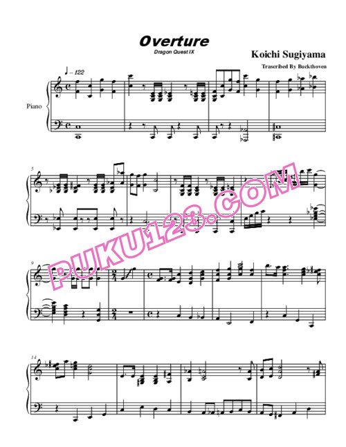 天天钢琴网-免费下载Dragon Quest IX - Overture