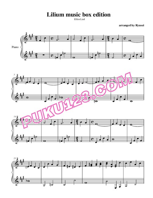 天天钢琴网-免费下载Elfen Lied - Lilium Music Box Version