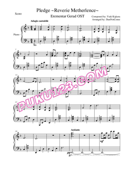erementar-gerad-pledge-reverie-metherlence钢琴谱第1页