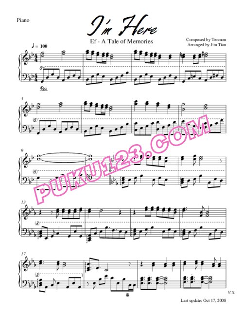 天天钢琴网-免费下载ef-a-tale-of-memories-im-here-piano-solo