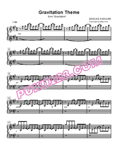 天天钢琴网-免费下载gravitation-gravitation-theme