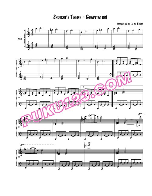 天天钢琴网-免费下载Gravitation - Shuichi's Theme