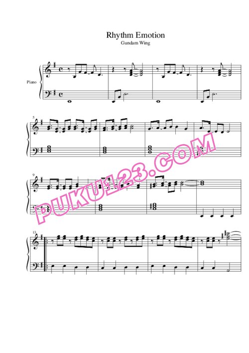 天天钢琴网-免费下载Gundam Wing - Rhythm Emotion