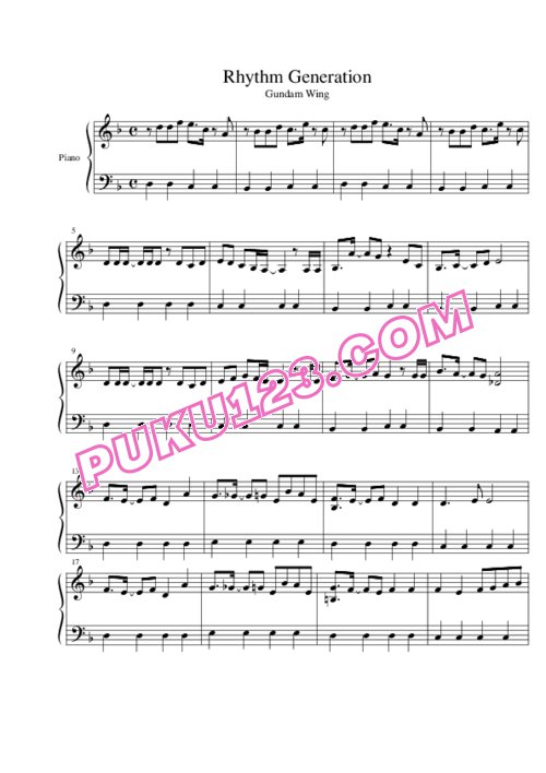 天天钢琴网-免费下载Gundam Wing - Rhythm Generation