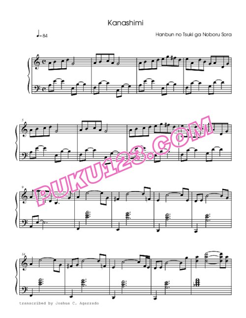 hanbun-no-tsuki-ga-noboru-sora-kanashimi钢琴谱第1页