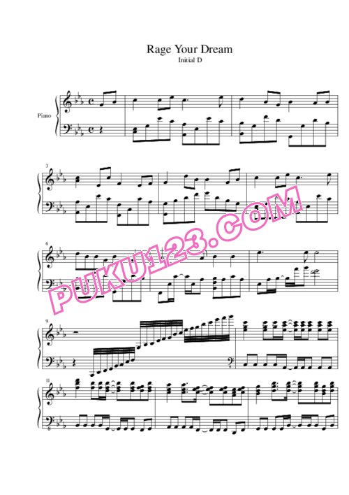 天天钢琴网-免费下载Initial D - Rage Your Dream