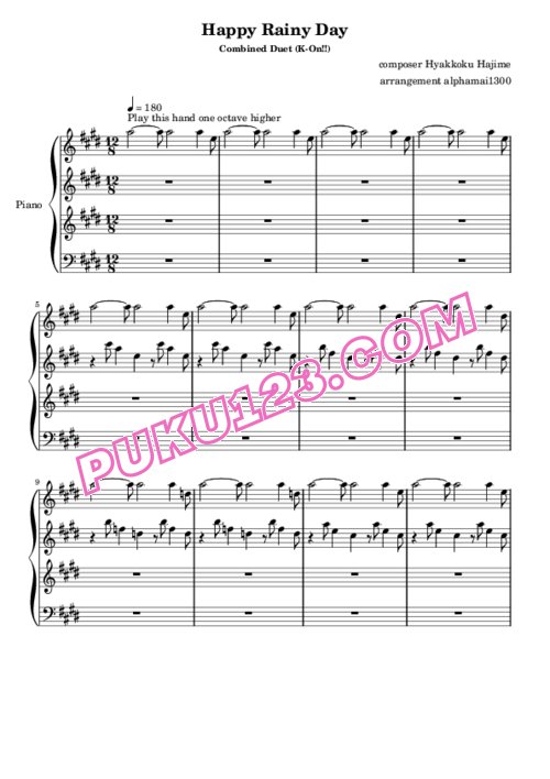 天天钢琴网-免费下载k-on-happy-rainy-day-piano-duet