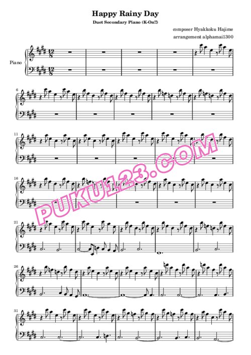 天天钢琴网-免费下载k-on-happy-rainy-day-piano-duet-2