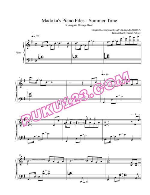 天天钢琴网-免费下载Kimagure Orange Road - Madoka's Piano Files - Summer Time