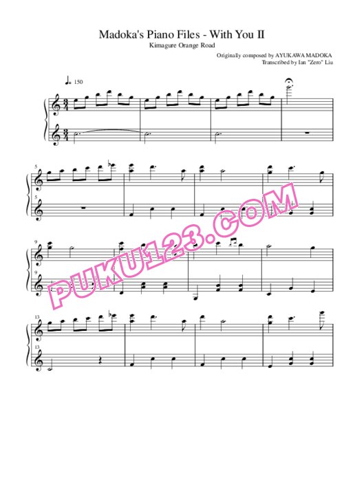 天天钢琴网-免费下载Kimagure Orange Road - Madoka's Piano Files - With You II