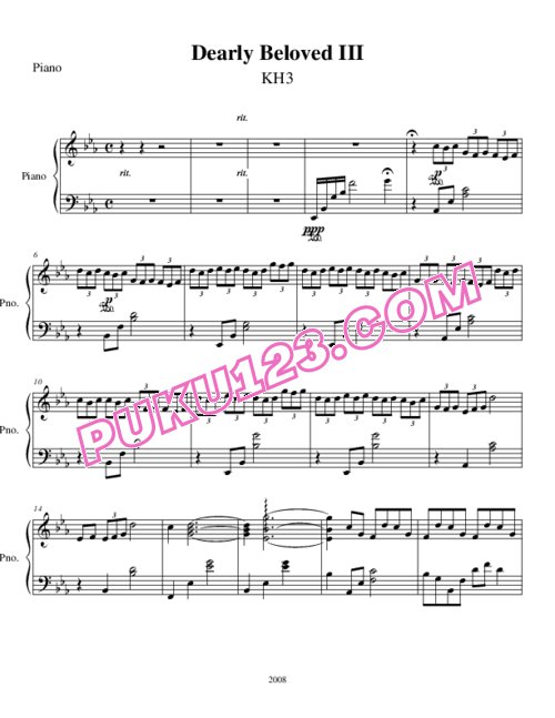 天天钢琴网-免费下载Kingdom Hearts III - Dearly Beloved III