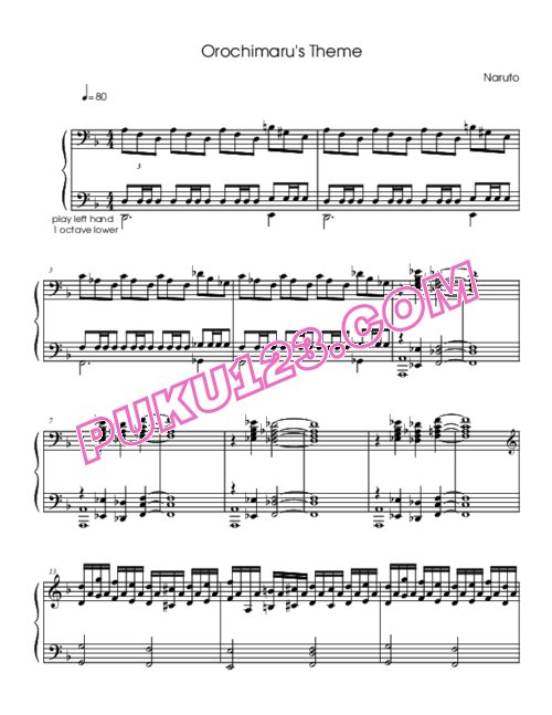 天天钢琴网-免费下载naruto-orochimarus-theme