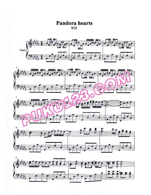 天天钢琴网-免费下载Pandora Hearts - Will
