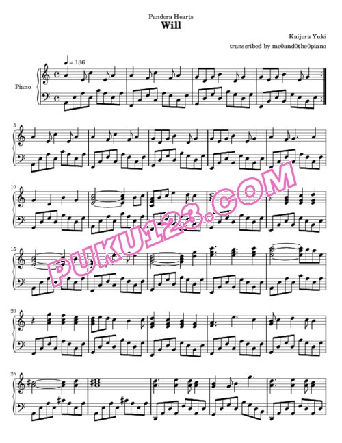 天天钢琴网-免费下载pandora-hearts-will