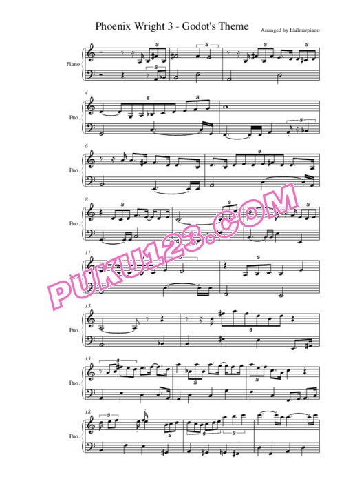 Phoenix Wright Ace Attorney - The Fragrance of Dark Coffee - Godots Theme钢琴谱第1页