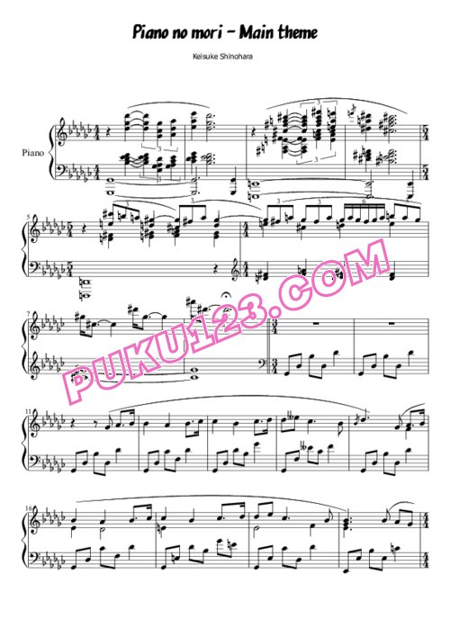 天天钢琴网-免费下载piano-no-mori-main-theme