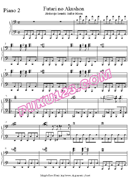 天天钢琴网-免费下载15.Futari no Akushon