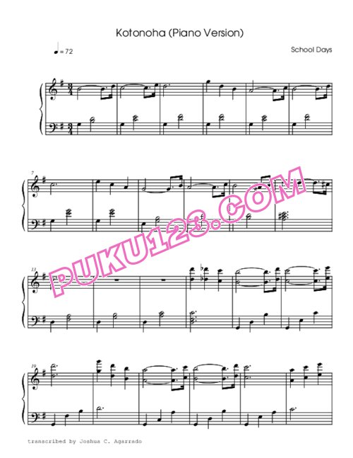 天天钢琴网-免费下载school-days-kotonoha-piano-version